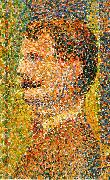 Georges Seurat Detail from La Parade  showing pointillism oil